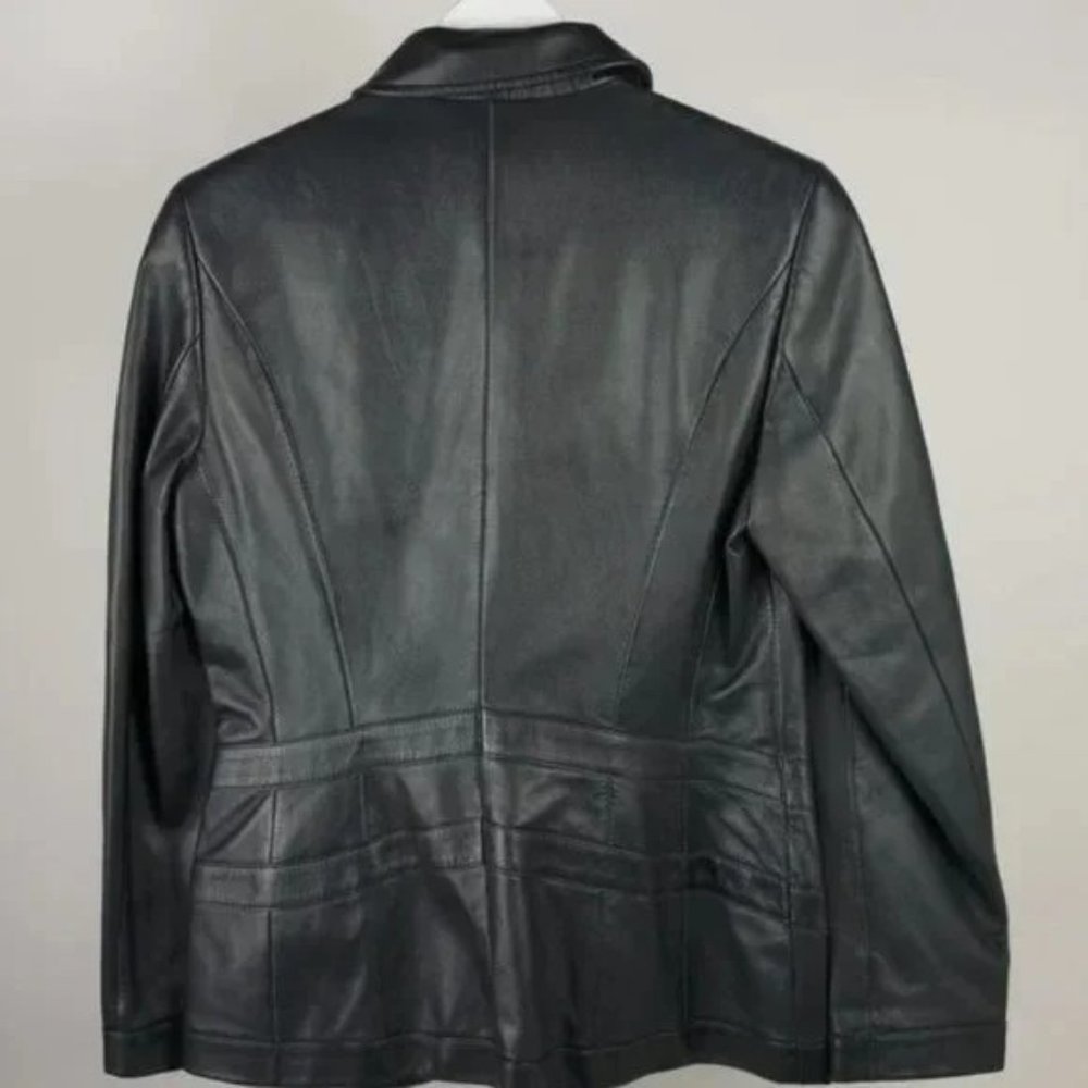 Escada Black Tailored Leather Jacket - Gem